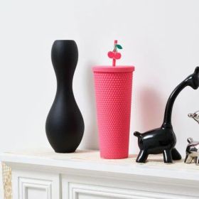 Full inlaid glass. Mattly black inlaid glass with a lid and straw. Repeatable double -wall insulation travel glass. Plastic acrylic soft color gl (Default: Default)