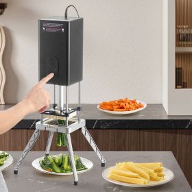 Electric French Fry Cutter Stainless Steel Vegetable Chopper With 2 Blades (Option: Black)